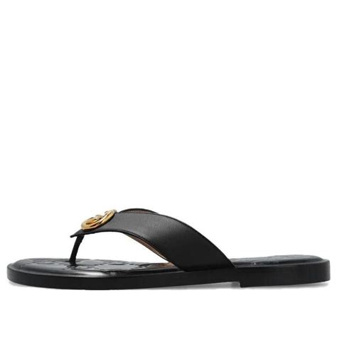 Interlocking G thong sandals in black 